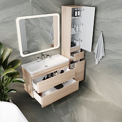 Style Line Мебель для ванной подвесная Атлантика 100, Люкс ясень перламутр, PLUS – фотография-3